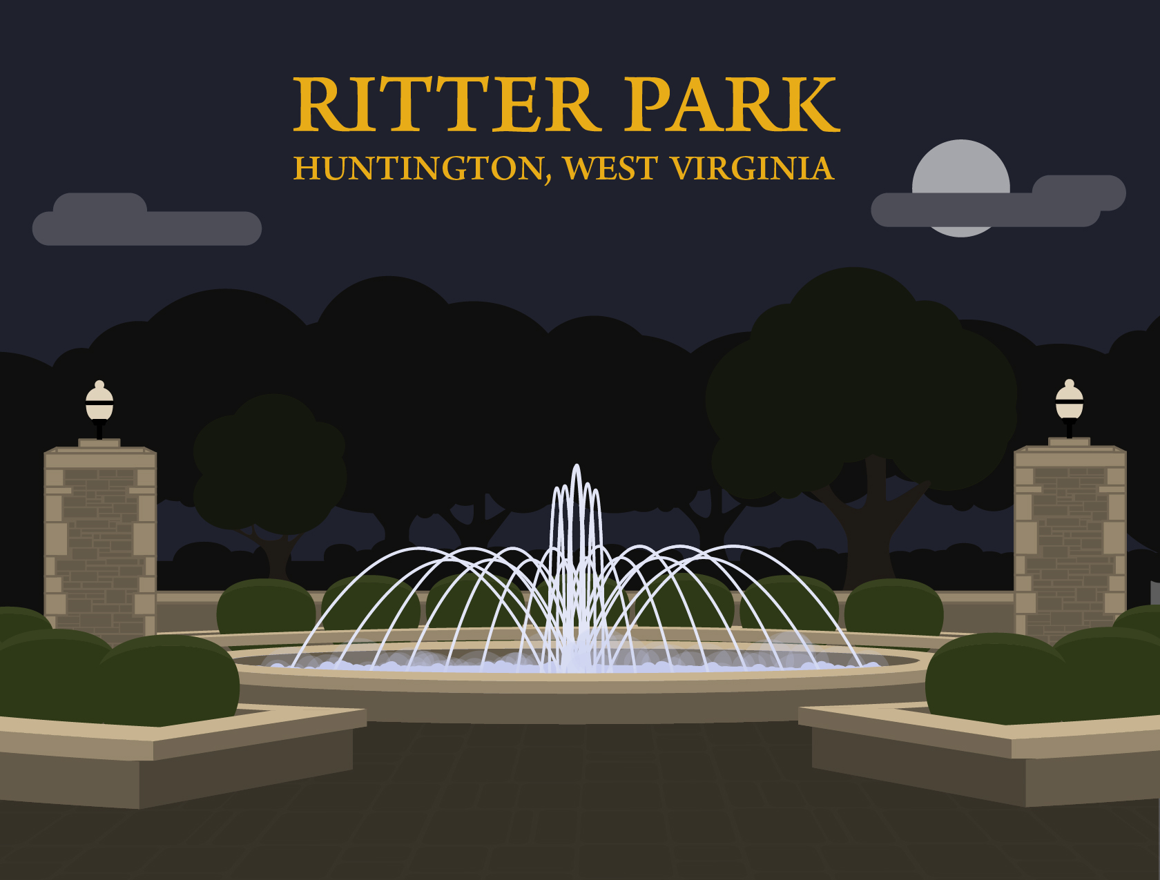 Ritter Park illustrated postcard